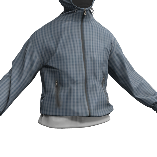 Navy Check Raincoat with Cap